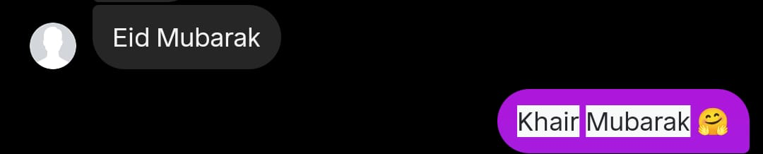 Eid Mubarak — Instagram DM